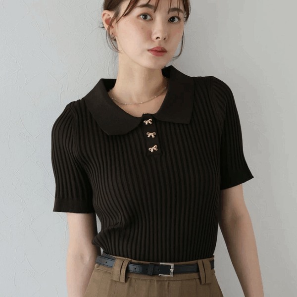 2025新品⍣BLUE EAST蝴蝶結POLO針織上衣