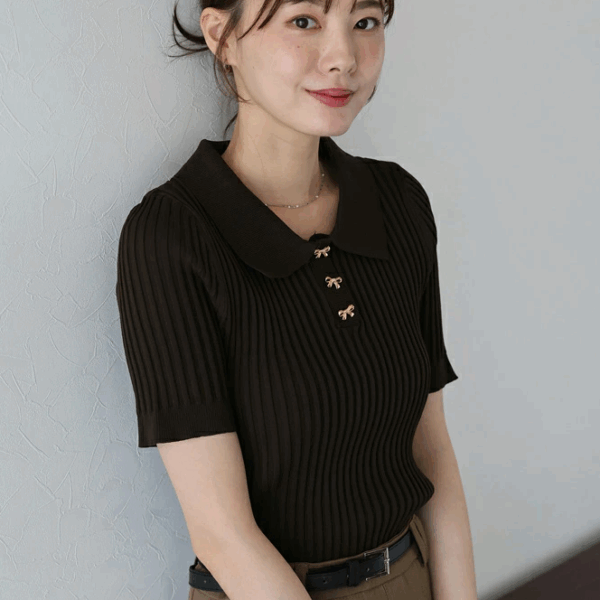 2025新品⍣BLUE EAST蝴蝶結POLO針織上衣