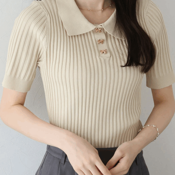 2025新品⍣BLUE EAST蝴蝶結POLO針織上衣