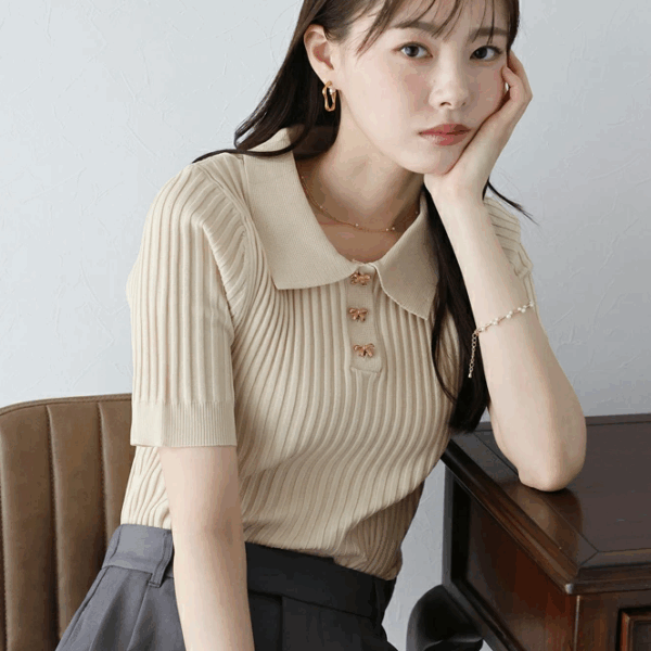 2025新品⍣BLUE EAST蝴蝶結POLO針織上衣