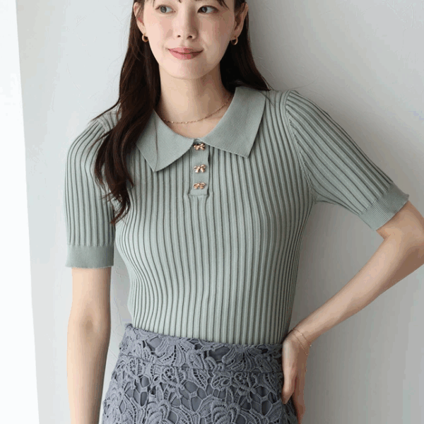 2025新品⍣BLUE EAST蝴蝶結POLO針織上衣
