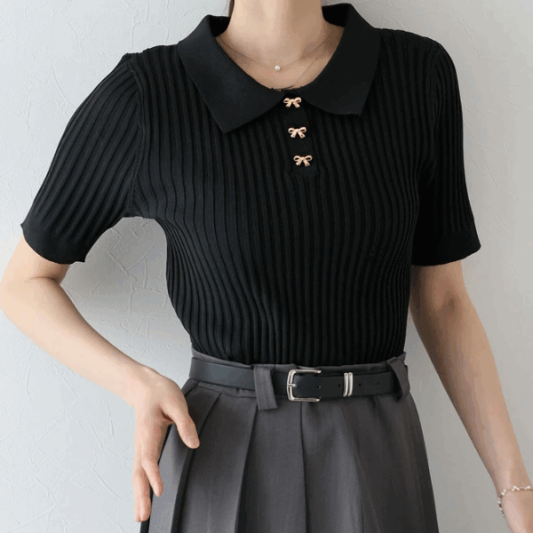 2025新品⍣BLUE EAST蝴蝶結POLO針織上衣