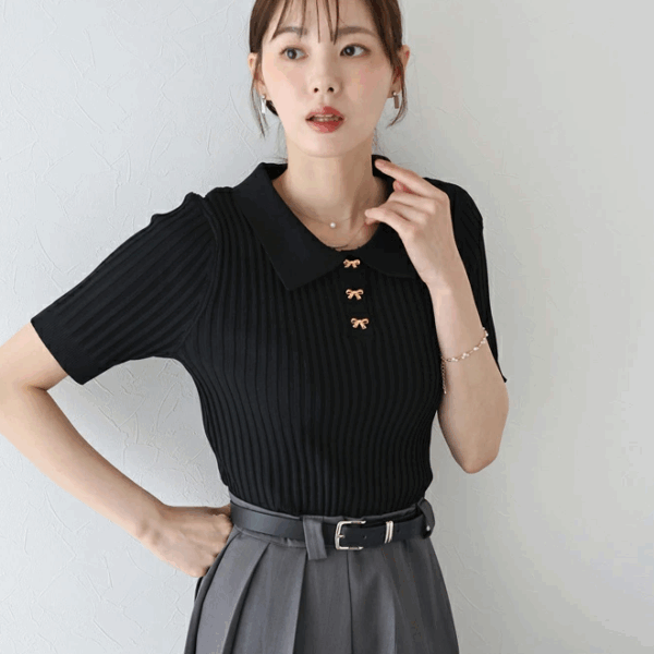 2025新品⍣BLUE EAST蝴蝶結POLO針織上衣