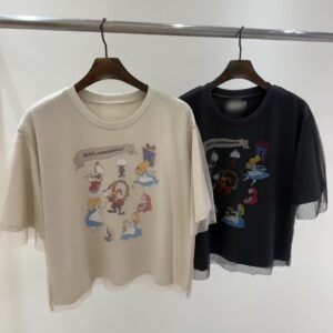 愛麗絲夢遊仙境印花網紗拼接上衣(2色)