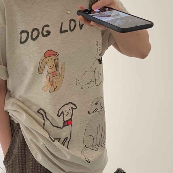 DOG LOVER 手繪狗狗插畫上衣(3色)