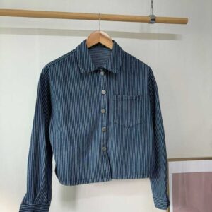 質感直條紋銀扣外套