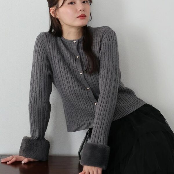 BLUE EAST澎澎毛袖針織上衣(3色)